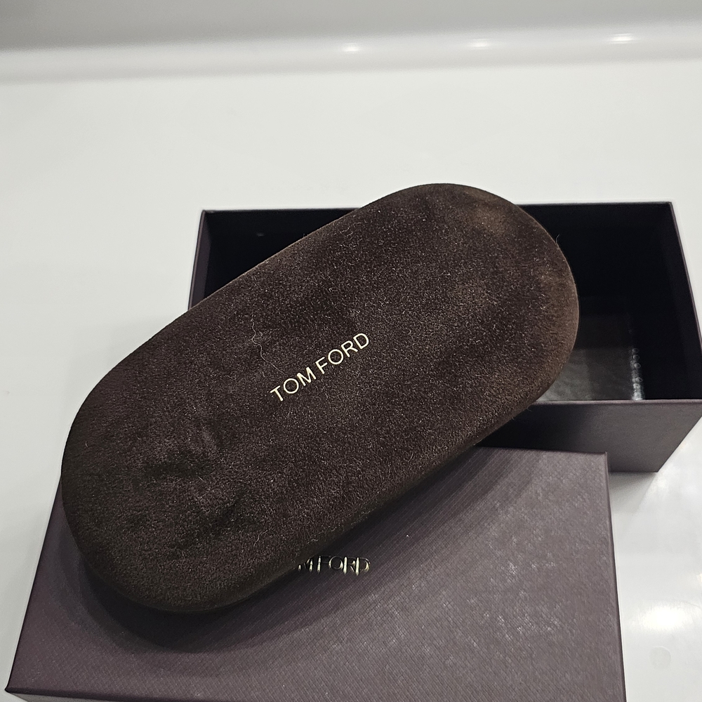 Tom Ford Dark Brown Suede Sunglasses Case with Gold Logo